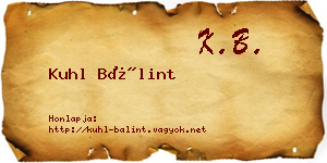 Kuhl Bálint névjegykártya